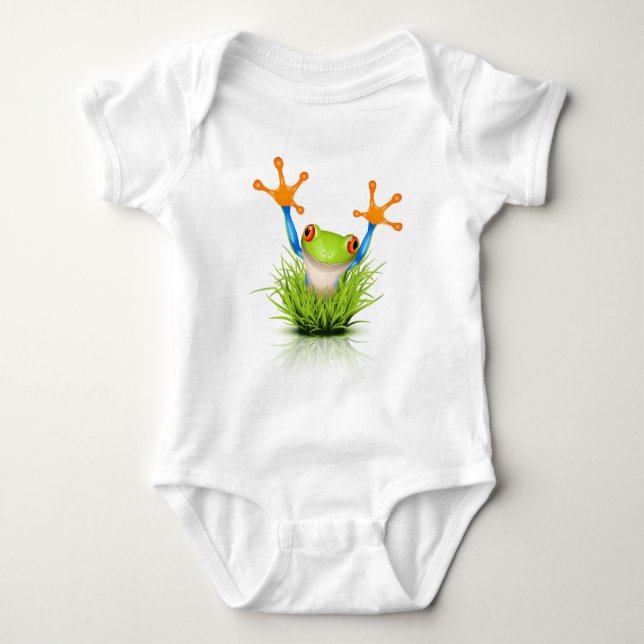 Little Tree Frog in the grass Baby Bodysuit (Front)