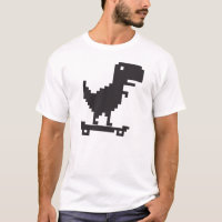 Little TRex Dinosaur with a Skateboard - Pixel Art