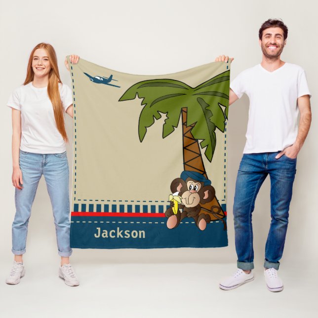 Little Tropical Monkey Fleece Blanket (In Situ)