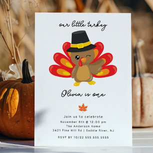 Little Turkey 1st Birthday Invitation