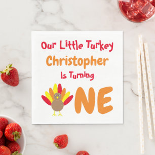 Little Turkey 1st Birthday Napkin
