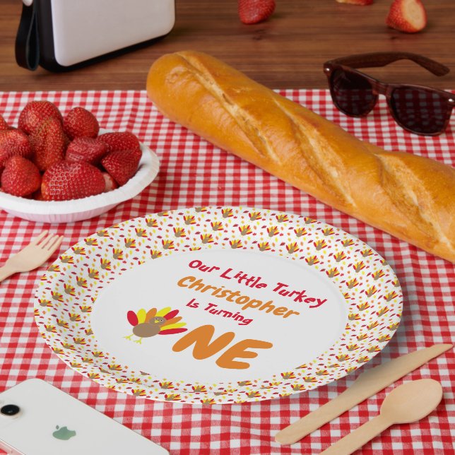 Little Turkey 1st Birthday Paper Plate (Picnic)