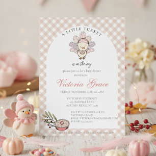 Little Turkey Autumn Girl Baby Shower Invitation