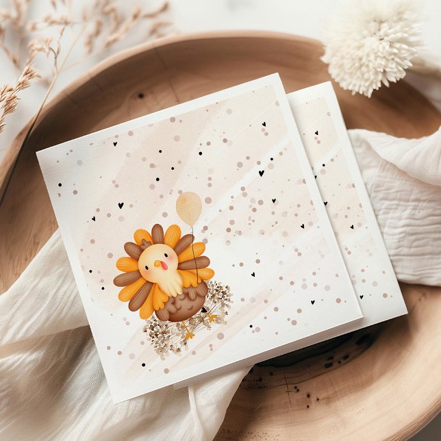 Little Turkey Baby Shower Thanksgiving Napkin (Little Turkey baby shower Thanksgiving napkins with turkey design, warm autumn colors, and seasonal )