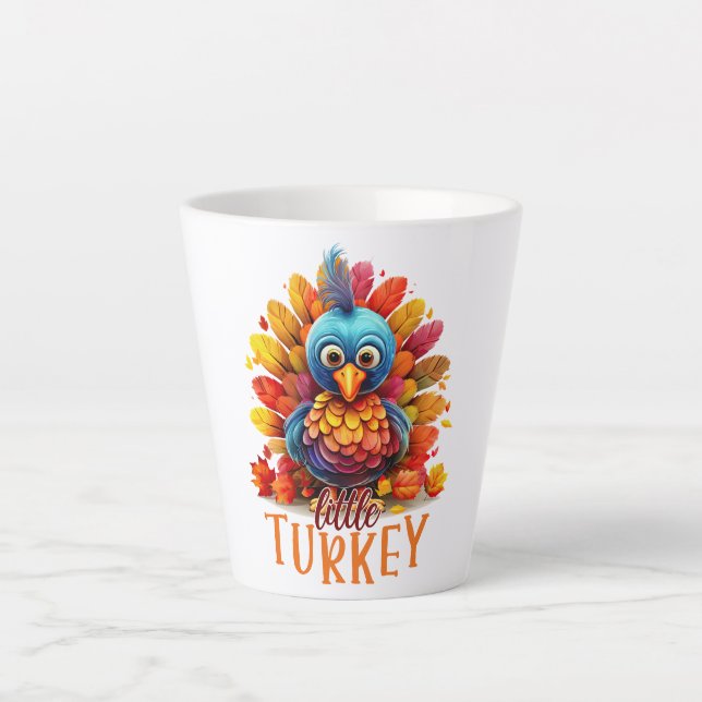 Little Turkey – Cute Colourful Cartoon Style Latte Mug (Front)