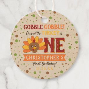 Little Turkey Fall Thanksgiving 1st Birthday Favour Tags