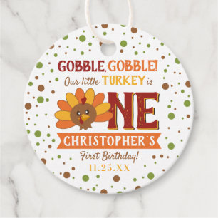 Little Turkey Fall Thanksgiving 1st Birthday Favour Tags