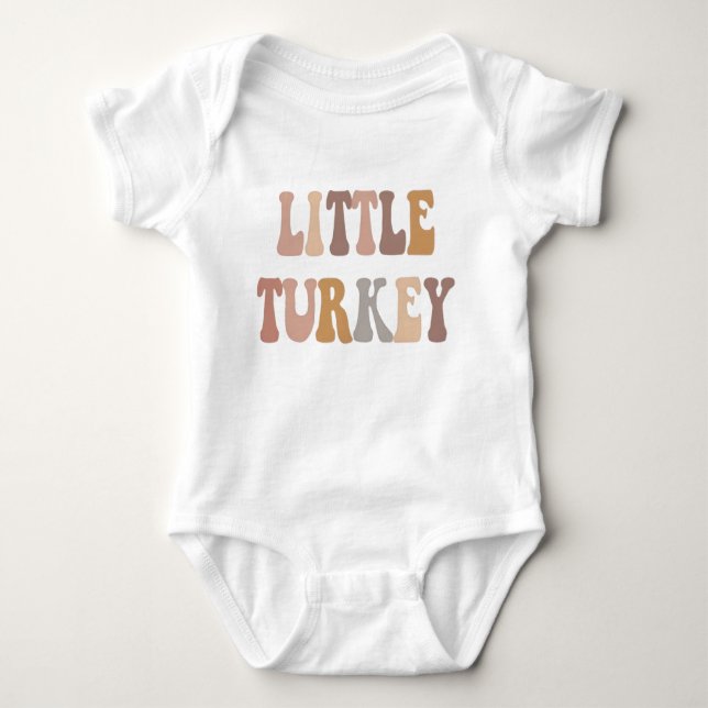 Little Turkey First Thanksgiving Outfit Baby Bodysuit (Front)