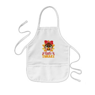 Little Turkey Girl Kids Thanksgiving Kids Apron