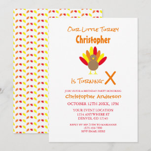 Little Turkey Kids Birthday Invitation