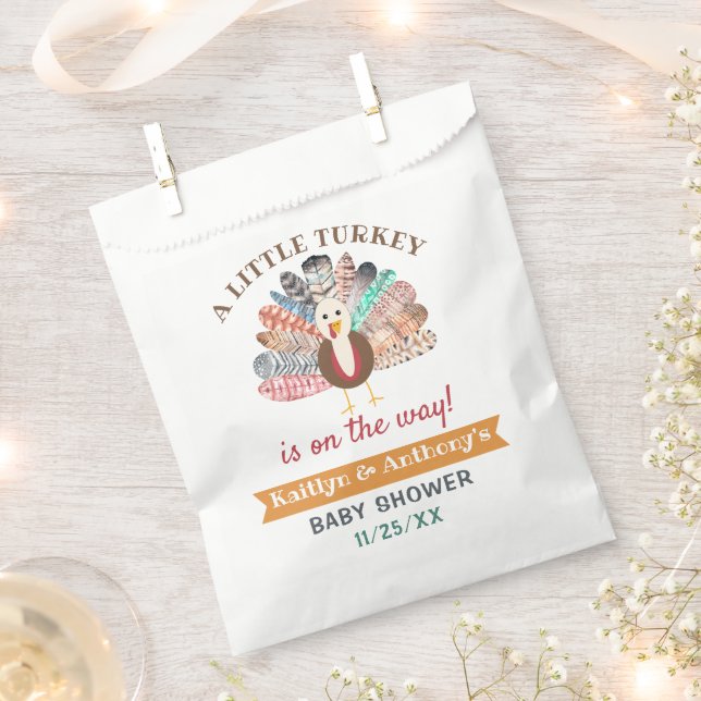 Little Turkey On The Way! Thanksgiving Baby Shower Favour Bag (Clipped)