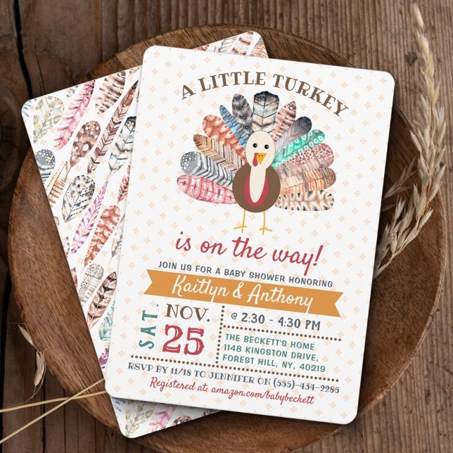 Little Turkey On The Way! Thanksgiving Baby Shower Invitation (Creator Uploaded)