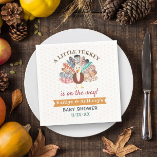 Little Turkey On The Way! Thanksgiving Baby Shower Napkin