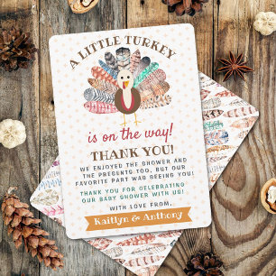 Little Turkey On The Way! Thanksgiving Baby Shower Thank You Card