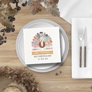 Little Turkey Thanksgiving Any Age Birthday Party Napkin