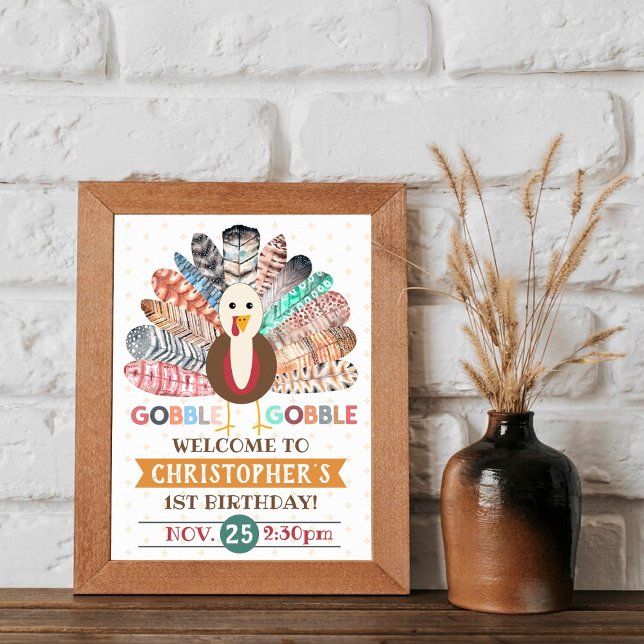 Little Turkey Thanksgiving Any Age Birthday Party Poster (Creator Uploaded)