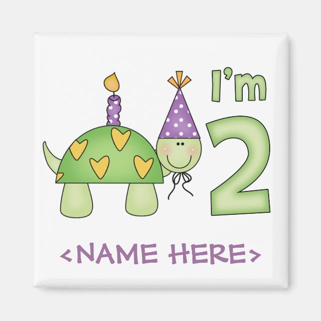 Little Turtle 2nd Birthday Magnet (Front)