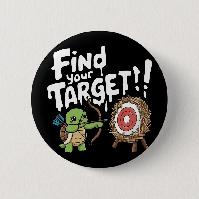 Little turtle aiming a bow an arrow 6 cm round badge (Front)