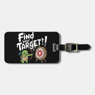 Little turtle aiming a bow an arrow luggage tag