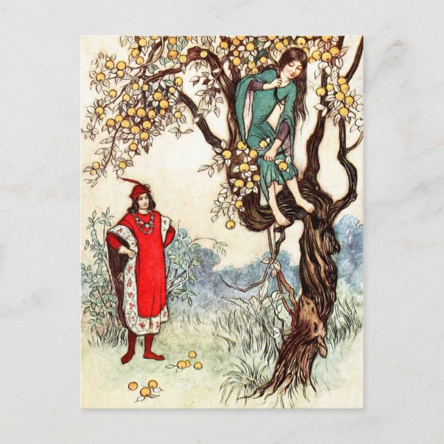 Little Two-eyes hands a branch to the Knight Postcard (Front)