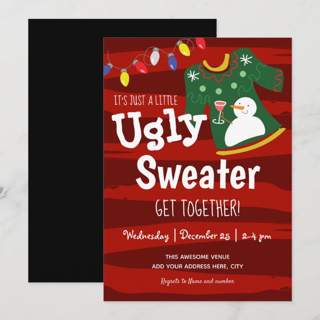 Little Ugly Sweater Get Together Christmas Party Invitation (Front/Back)