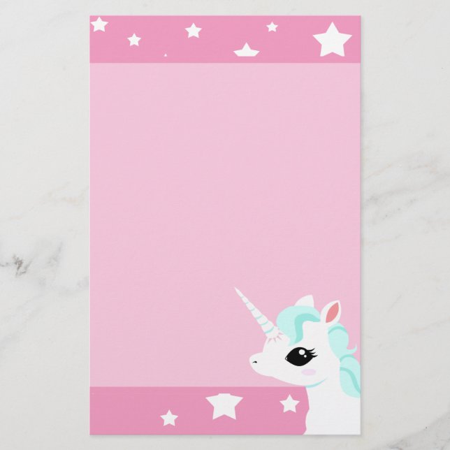 Little Unicorn blue mane stationary Stationery (Front)