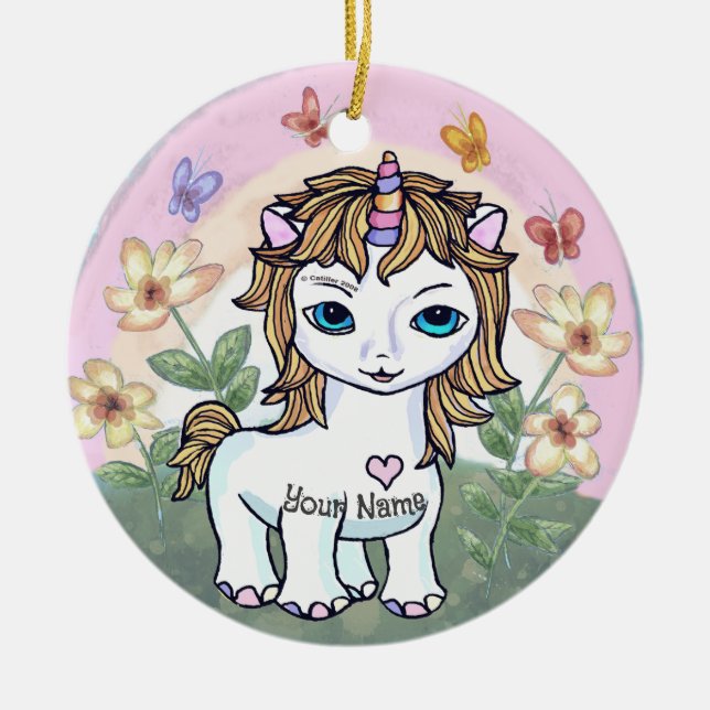 Little Unicorn  Ceramic Ornament (Front)