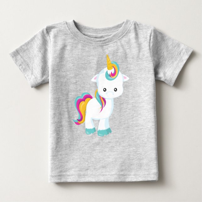 Little Unicorn, Cute Unicorn, Magic Unicorn Baby T-Shirt (Front)