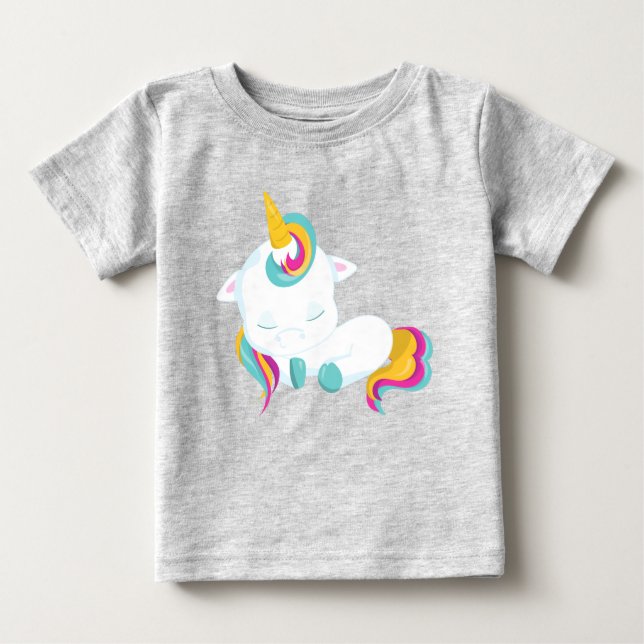 Little Unicorn, Sleeping Unicorn, Magic Unicorn Baby T-Shirt (Front)