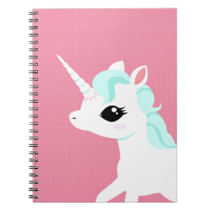 Little Unicorn with blue mane spiral book pad