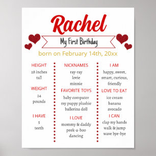 Little Valentine Birthday Milestone Poster