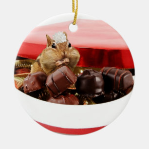 Little Valentine Chipmunk Ceramic Ornament
