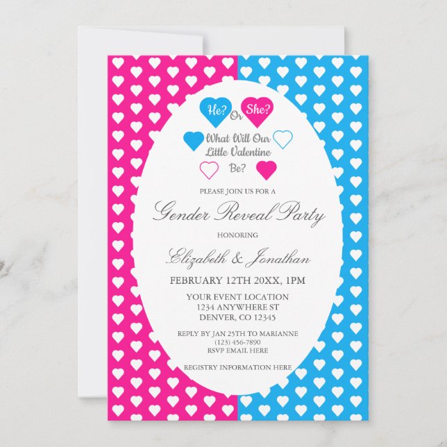 Little Valentine Gender Reveal Invitation (Front)