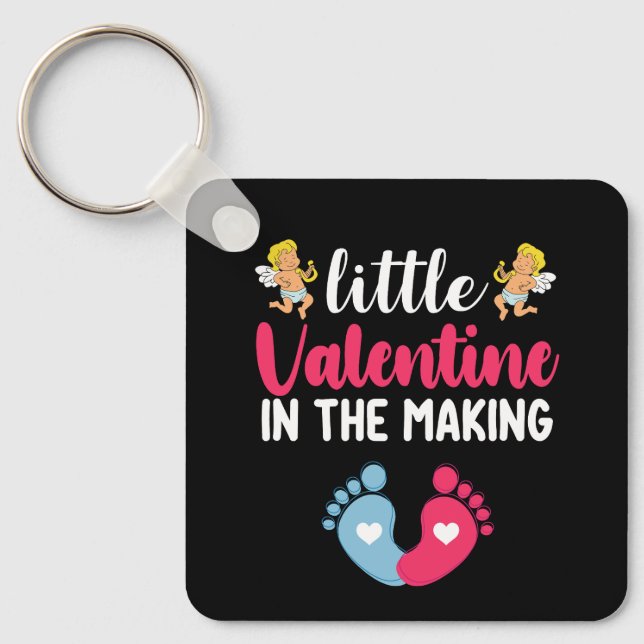 Little Valentine In The Making Pregnancy Pregnant Key Ring (Front)