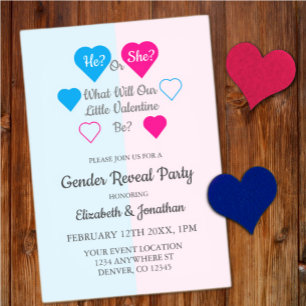 Little Valentine Valentine's Day Gender Reveal Acrylic Invitations
