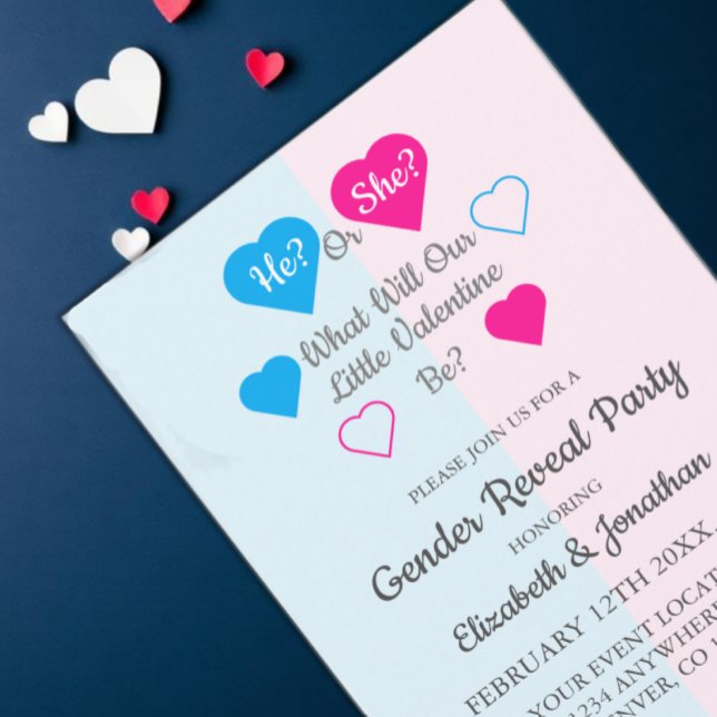Little Valentine Valentine's Day Gender Reveal Invitation (Creator Uploaded)