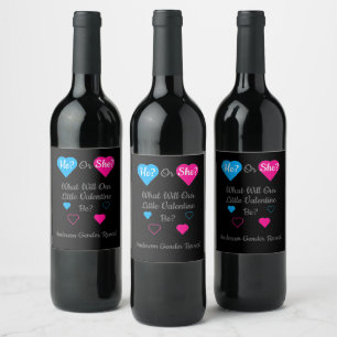 Little Valentine Valentine's Day Gender Reveal Wine Label