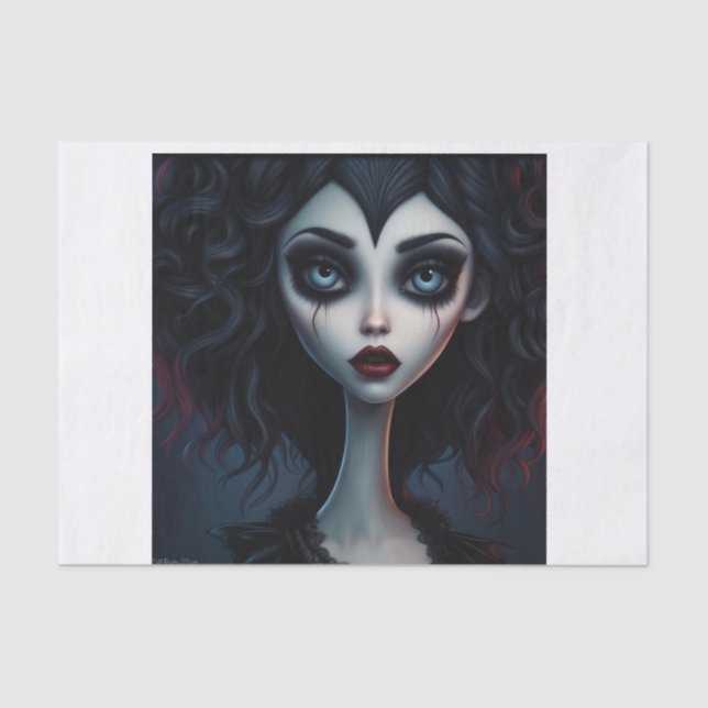 Little Vamp Gothic Girl Decoupage Paper (Front)