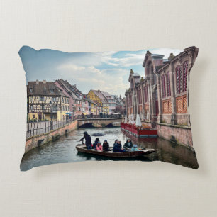 Little Venice River Boat Decorative Cushion