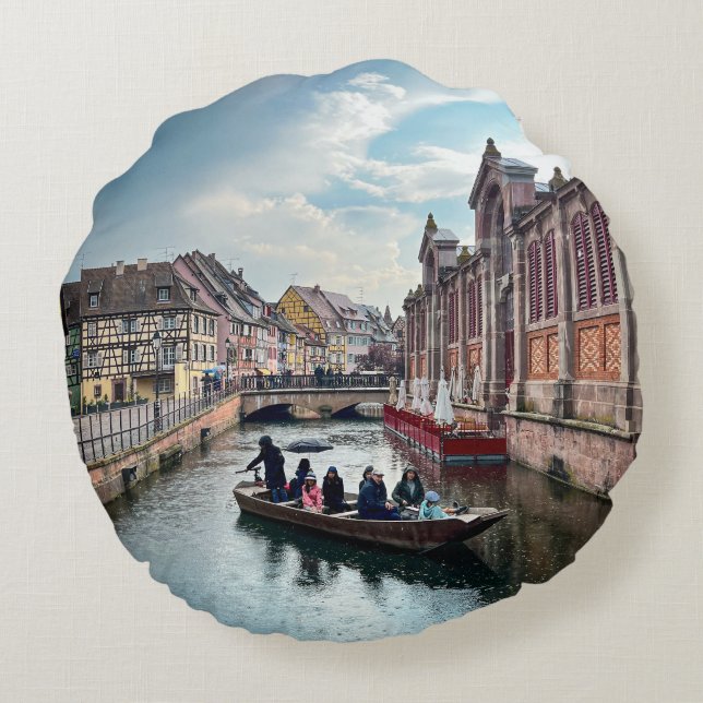 Little Venice River Boat    Round Cushion (Back)