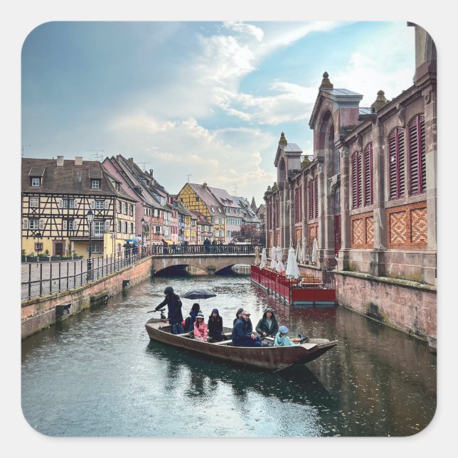 Little Venice River Boat    Square Sticker (Front)