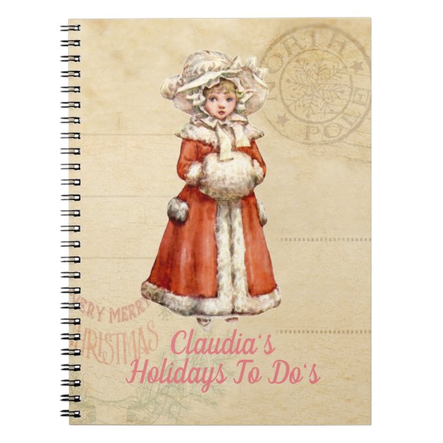 Little Victorian Caroler Custom Christmas Notebook (Front)