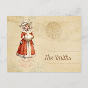 Little Victorian Caroler Custom Christmas Postcard