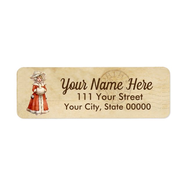 Little Victorian Caroler Custom Christmas Return Address Label (Front)