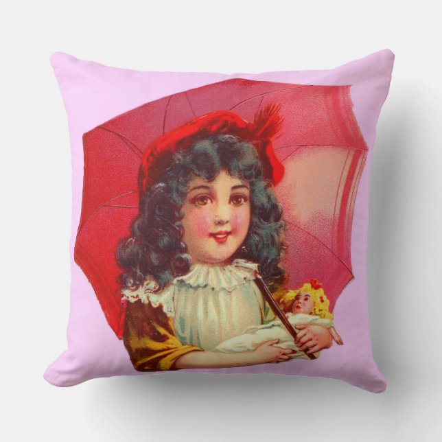 little Victorian girl and her doll Cushion (Front)