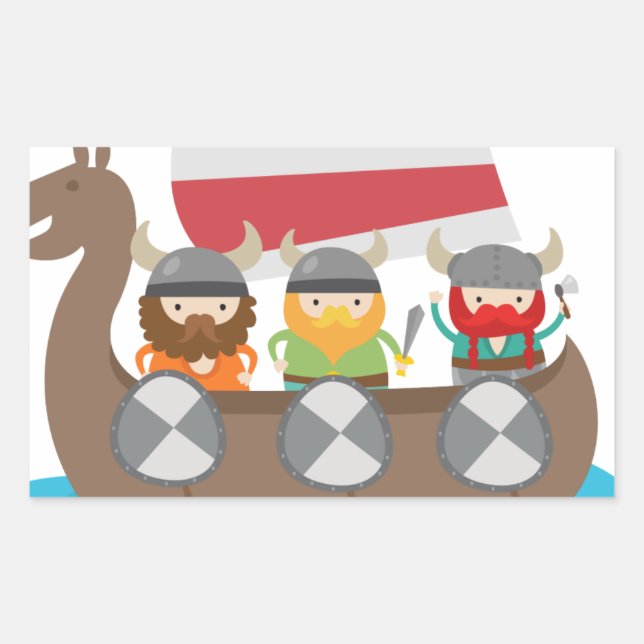 Little Vikings in ship Rectangular Sticker (Front)