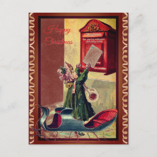 Little Vintage Letter Mailing Girl Postcard