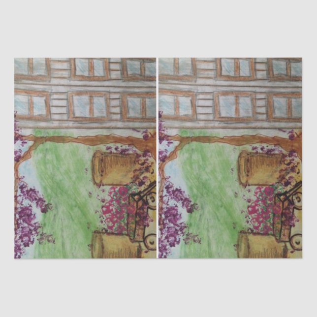 Little Wagon with Blooms Tissue Paper (Front)