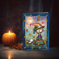 Little Wanderer Witch with White Kitten