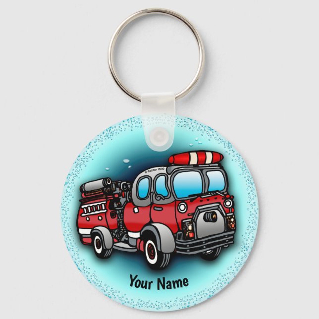 Little Water Firetruck firefighter keychain (Front)